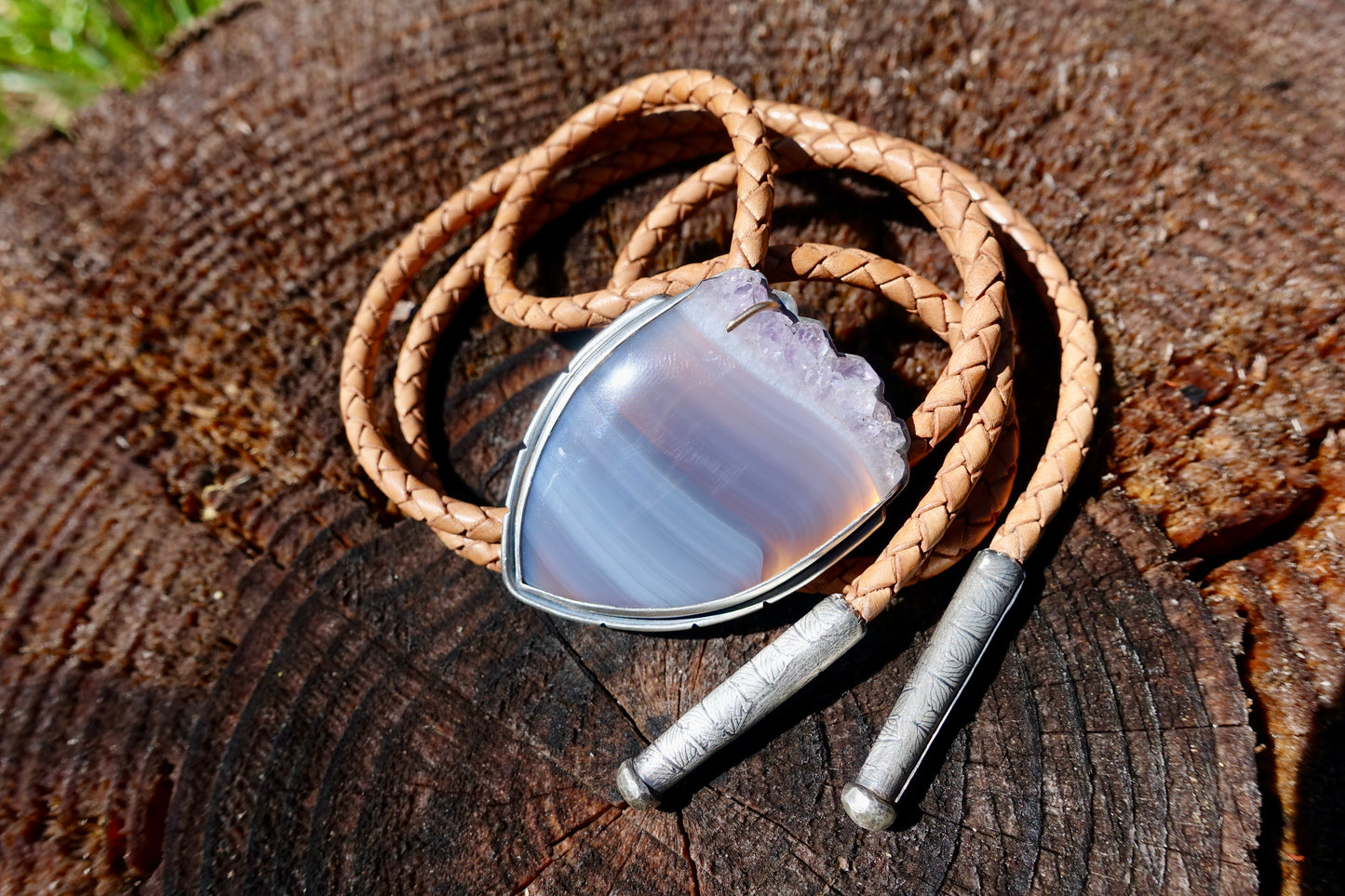 Crystal Top Agate Bolo Tie