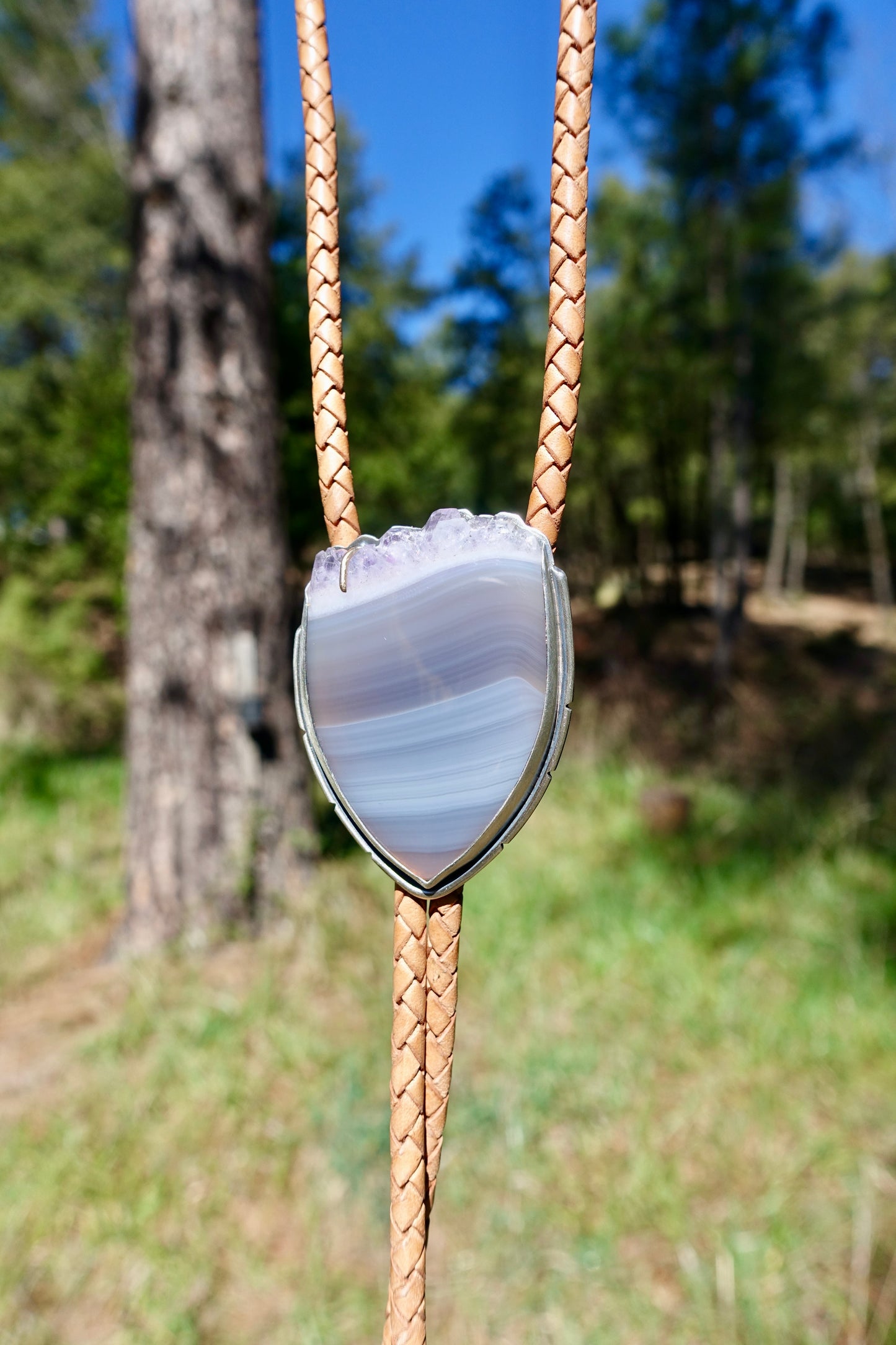 Crystal Top Agate Bolo Tie