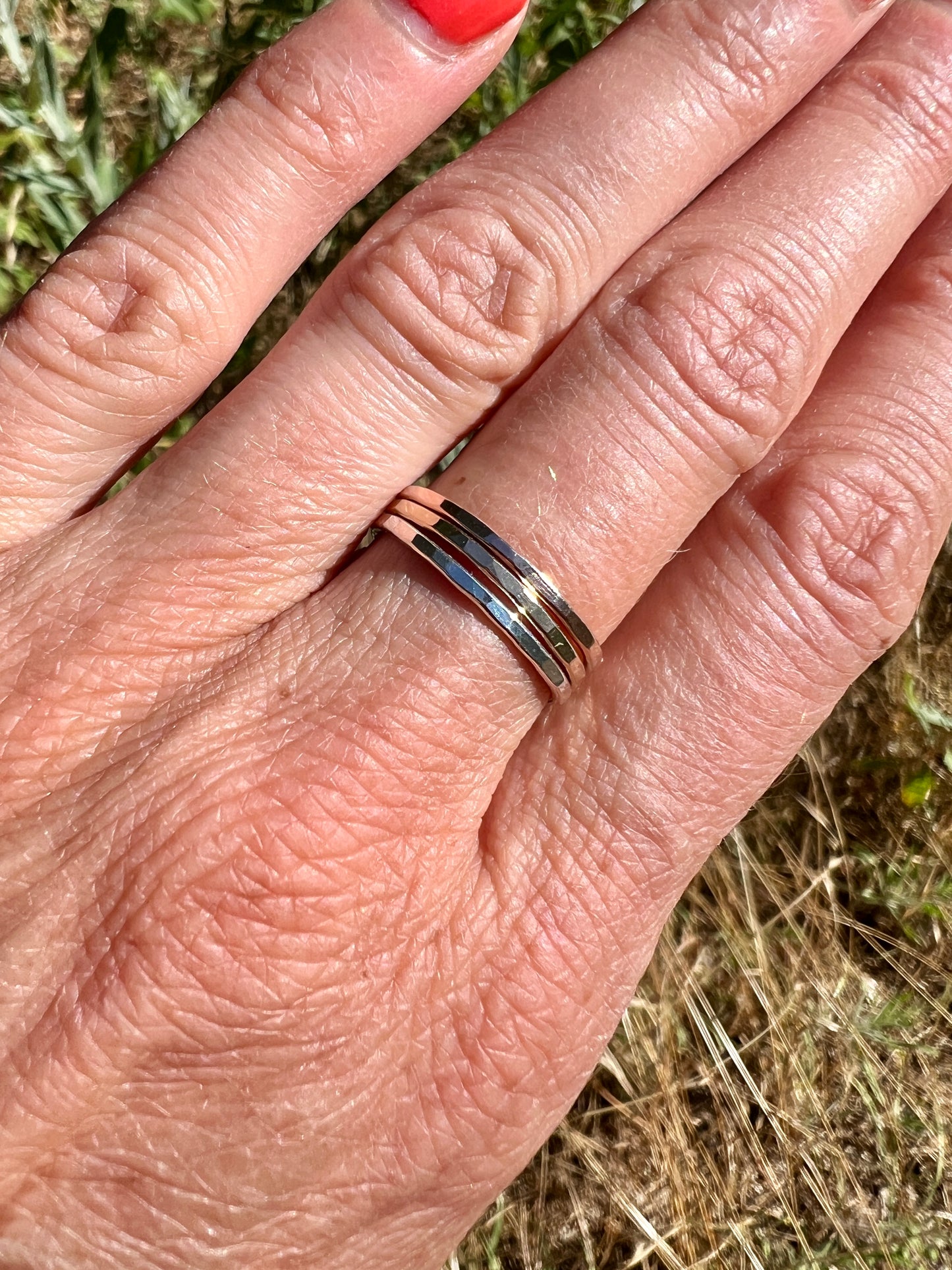 Simple Hammered Stacking Ring ~ Sterling Silver, 14k Yellow Gold fill, or 14k Rose Gold fill