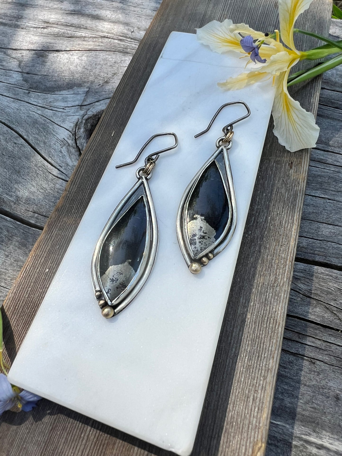 Apache Gold Earrings in Sterling Silver with 14k Gold Accents