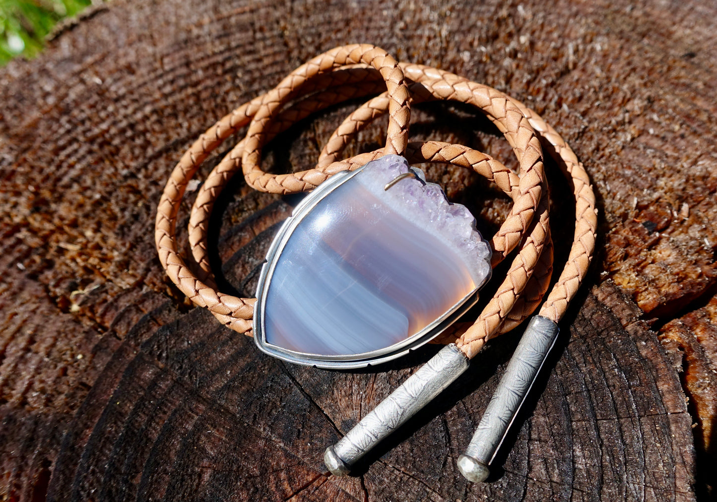 Crystal Top Agate Bolo Tie