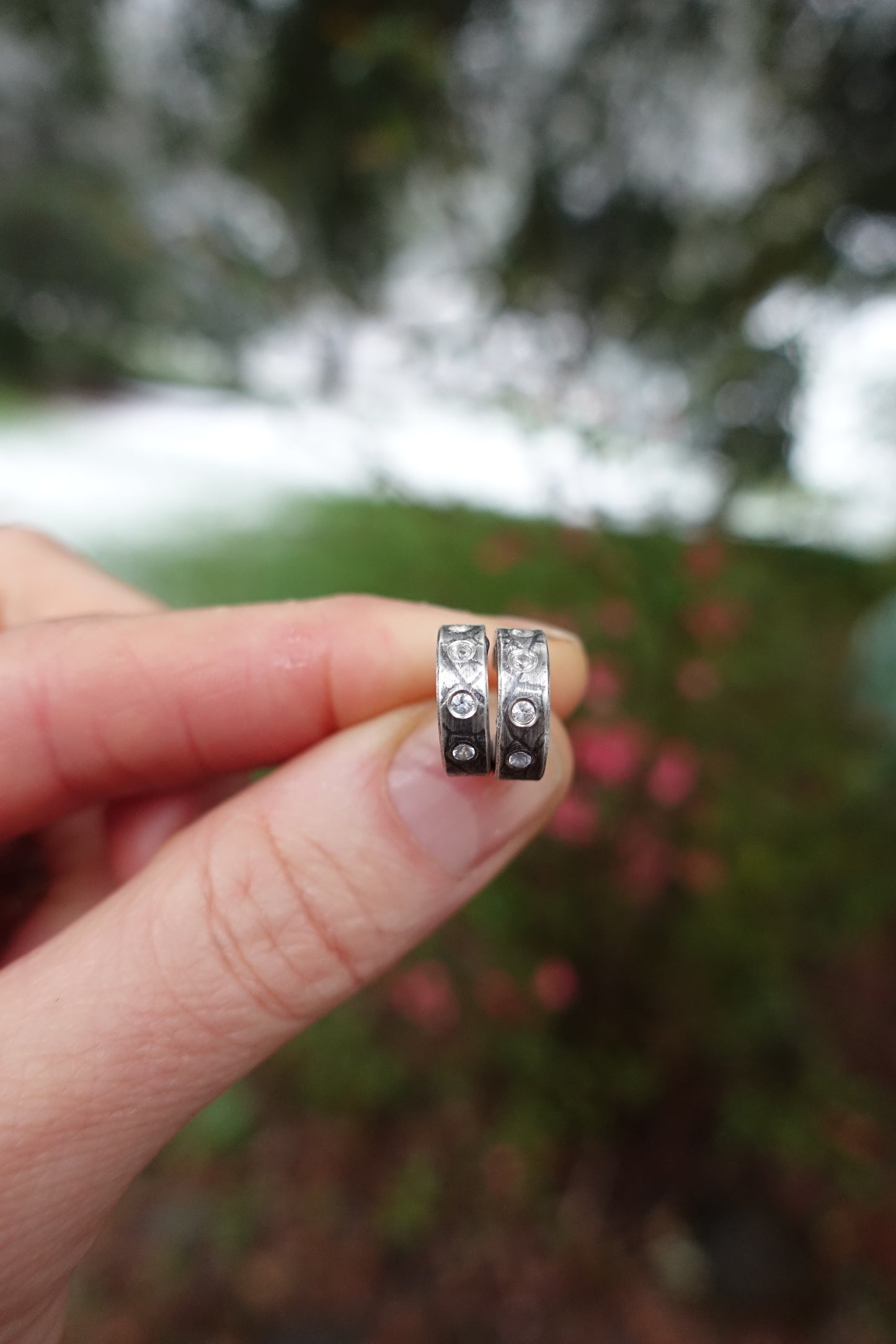 White Sapphire Huggies