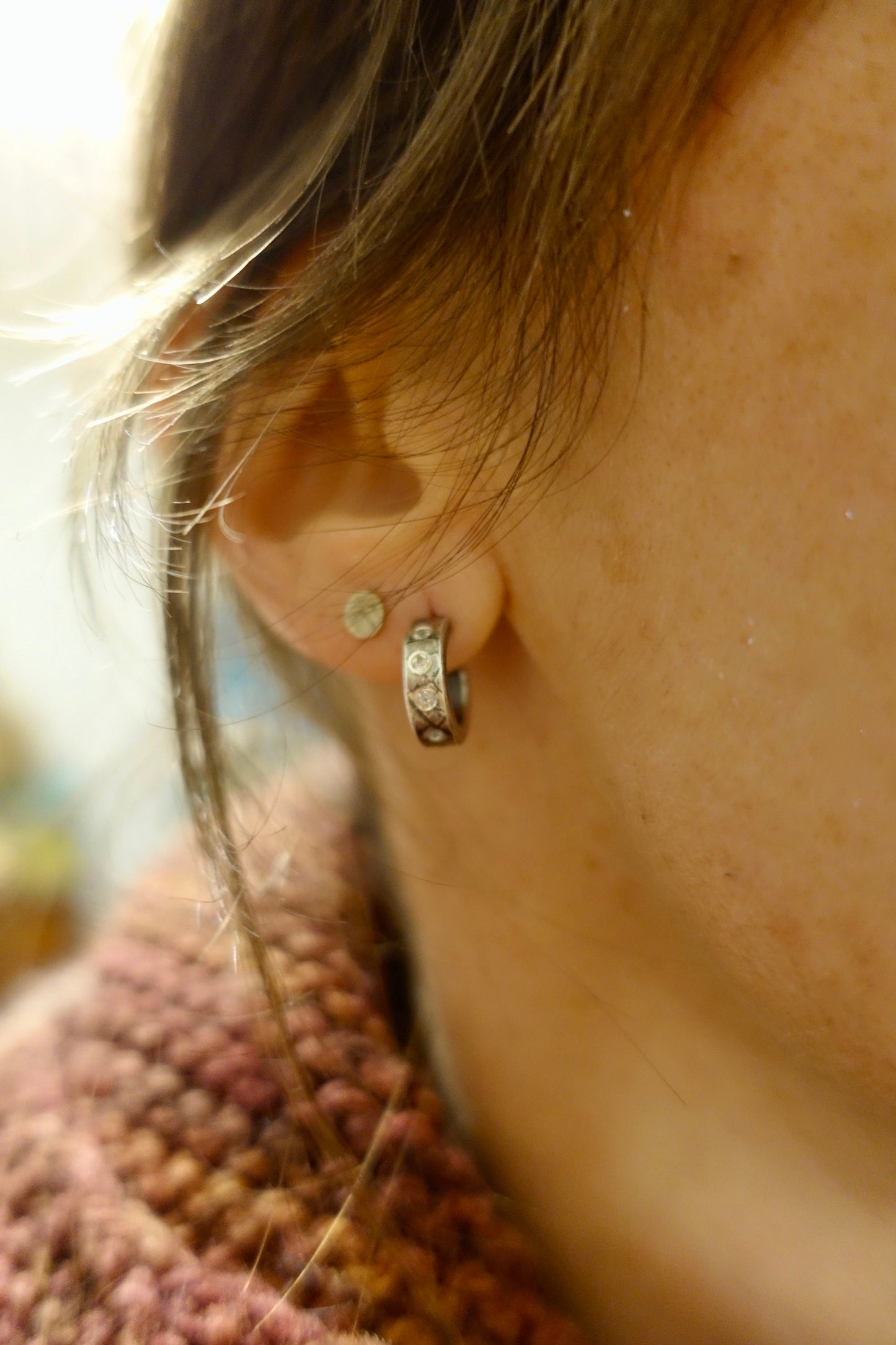 White Sapphire Huggies