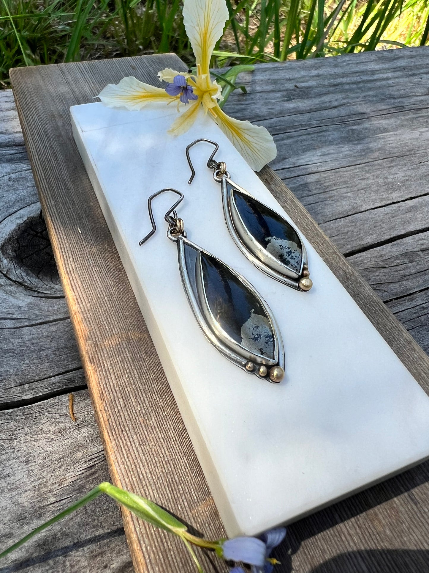 Apache Gold Earrings in Sterling Silver with 14k Gold Accents
