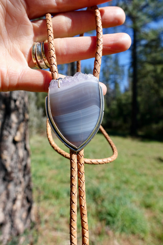 Crystal Top Agate Bolo Tie