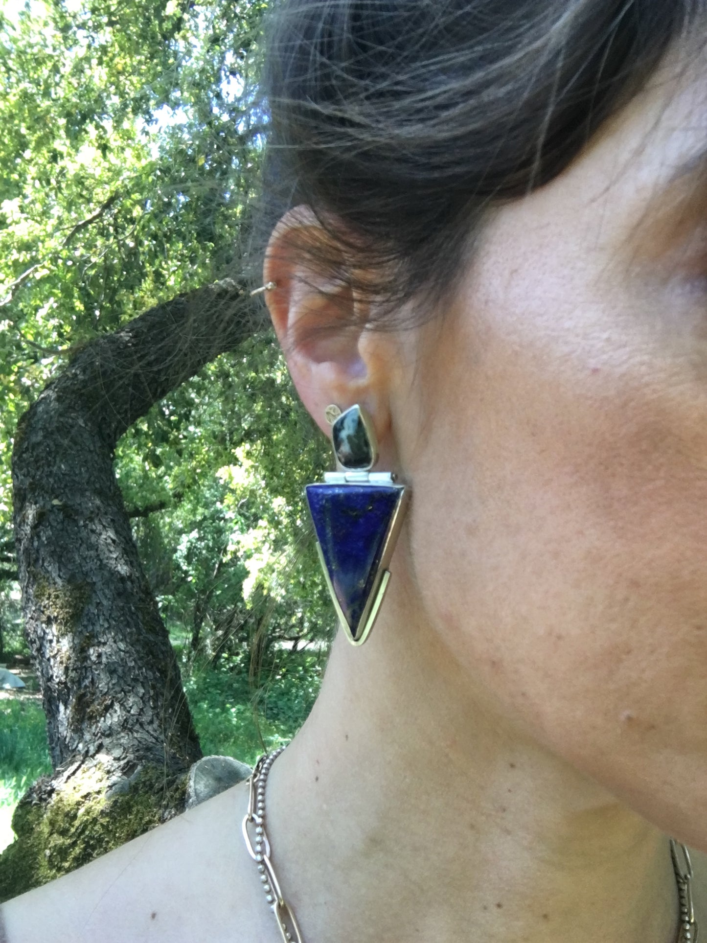 Lapis & Agate Duo Hinge Earrings