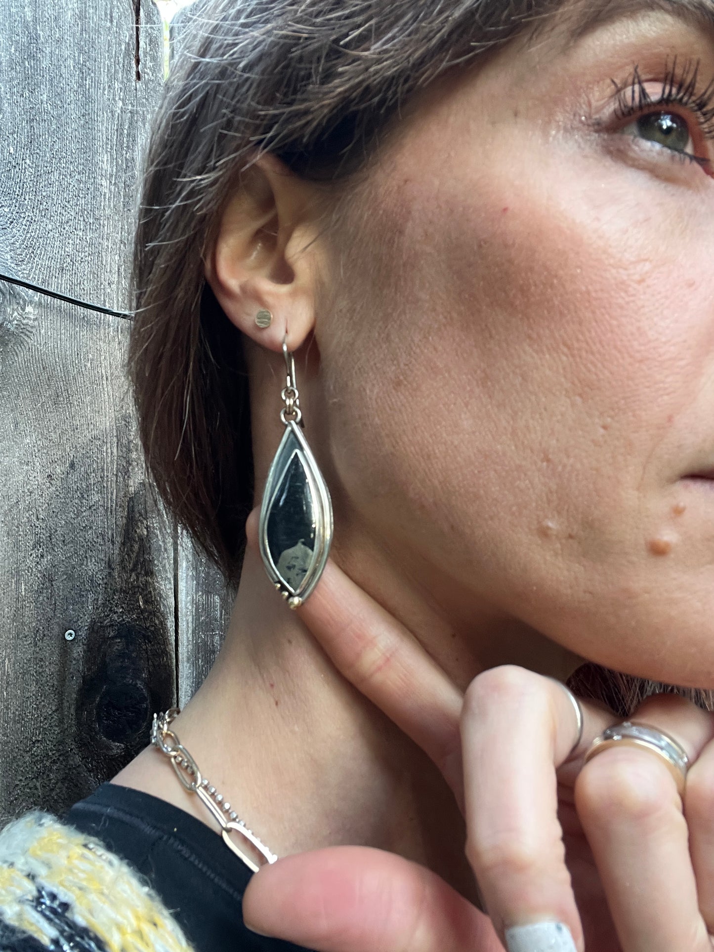 Apache Gold Earrings in Sterling Silver with 14k Gold Accents