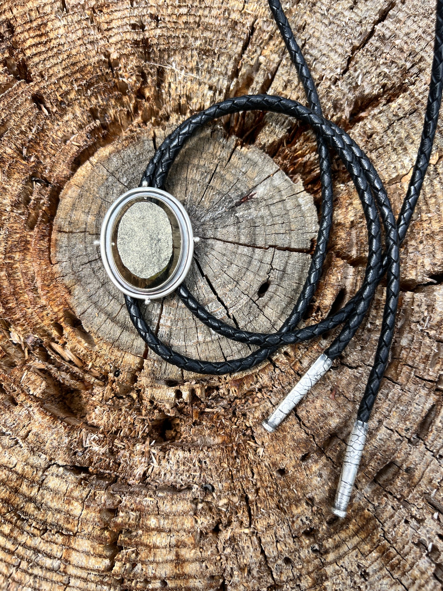 Rough-top Pyrite & Sterling Silver Bolo Tie