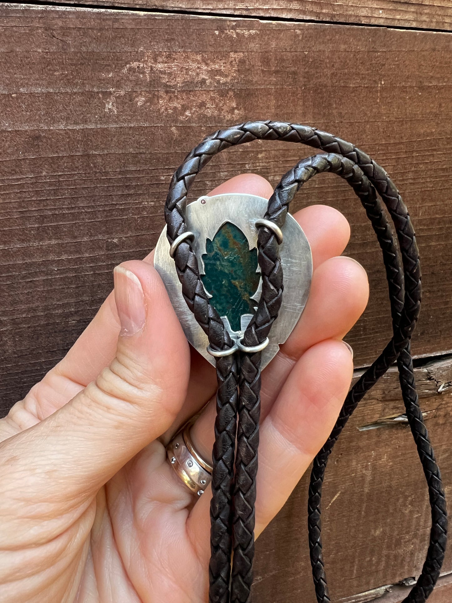 Bloodstone & White Sapphire Bolo Tie
