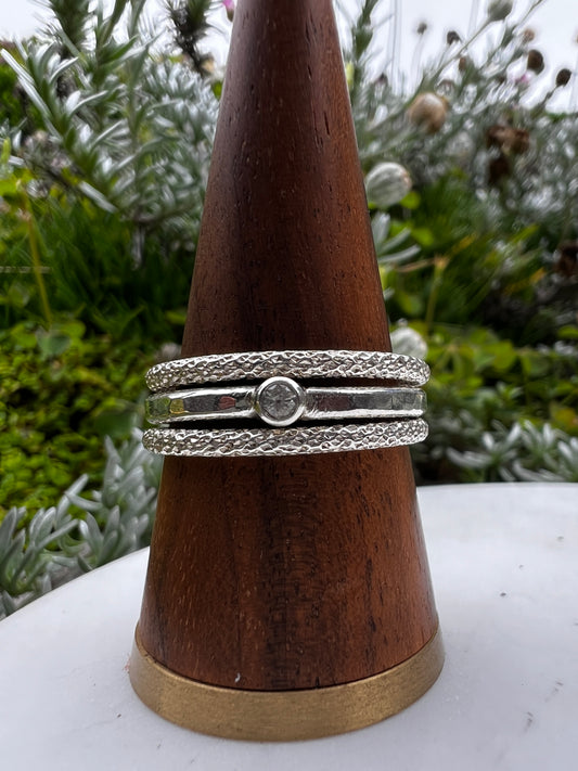 Sparkly Stacking Ring Set - Sterling Silver & White Sapphire