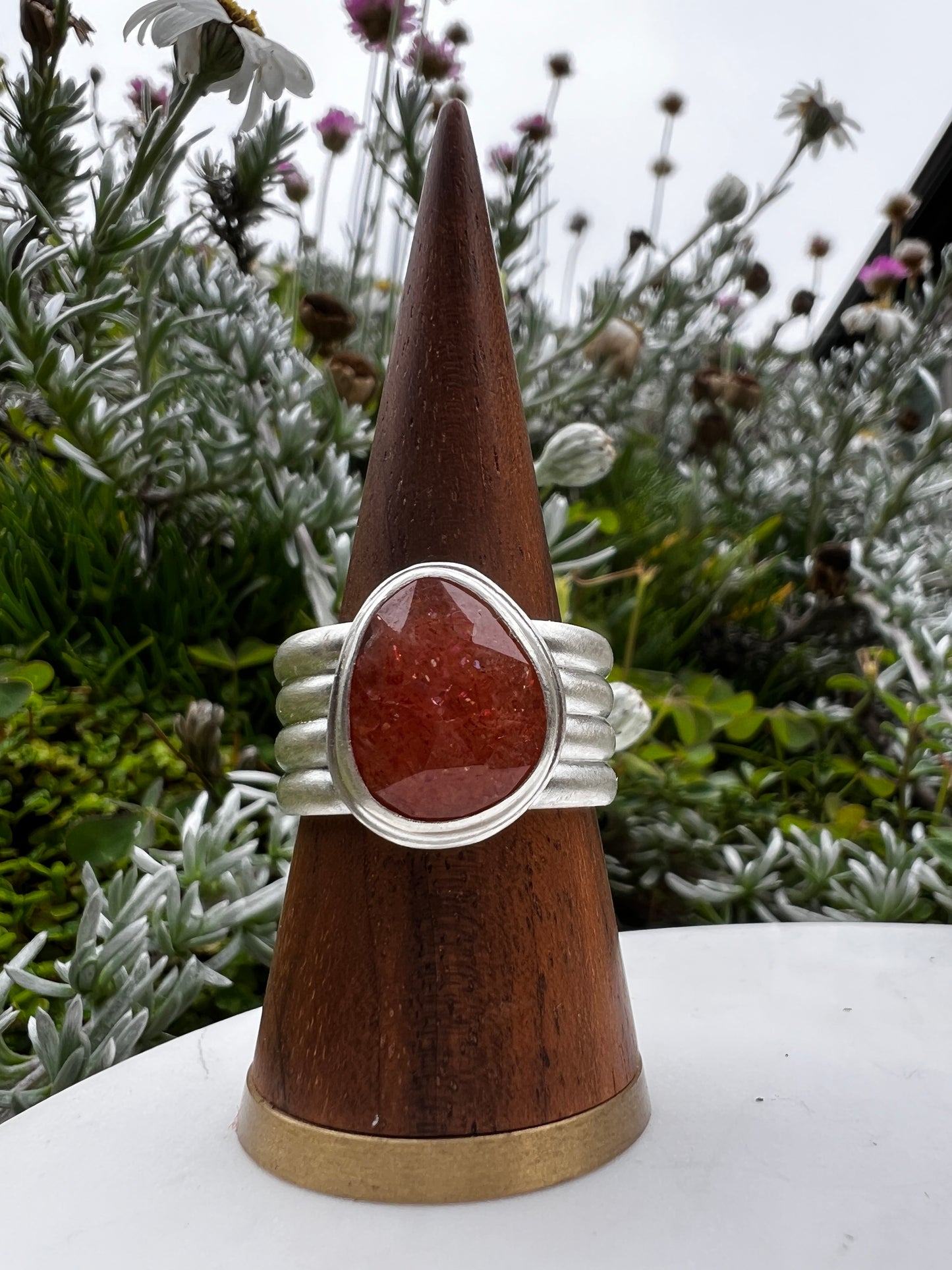 Sunstone Statement Ring set in Sterling Silver