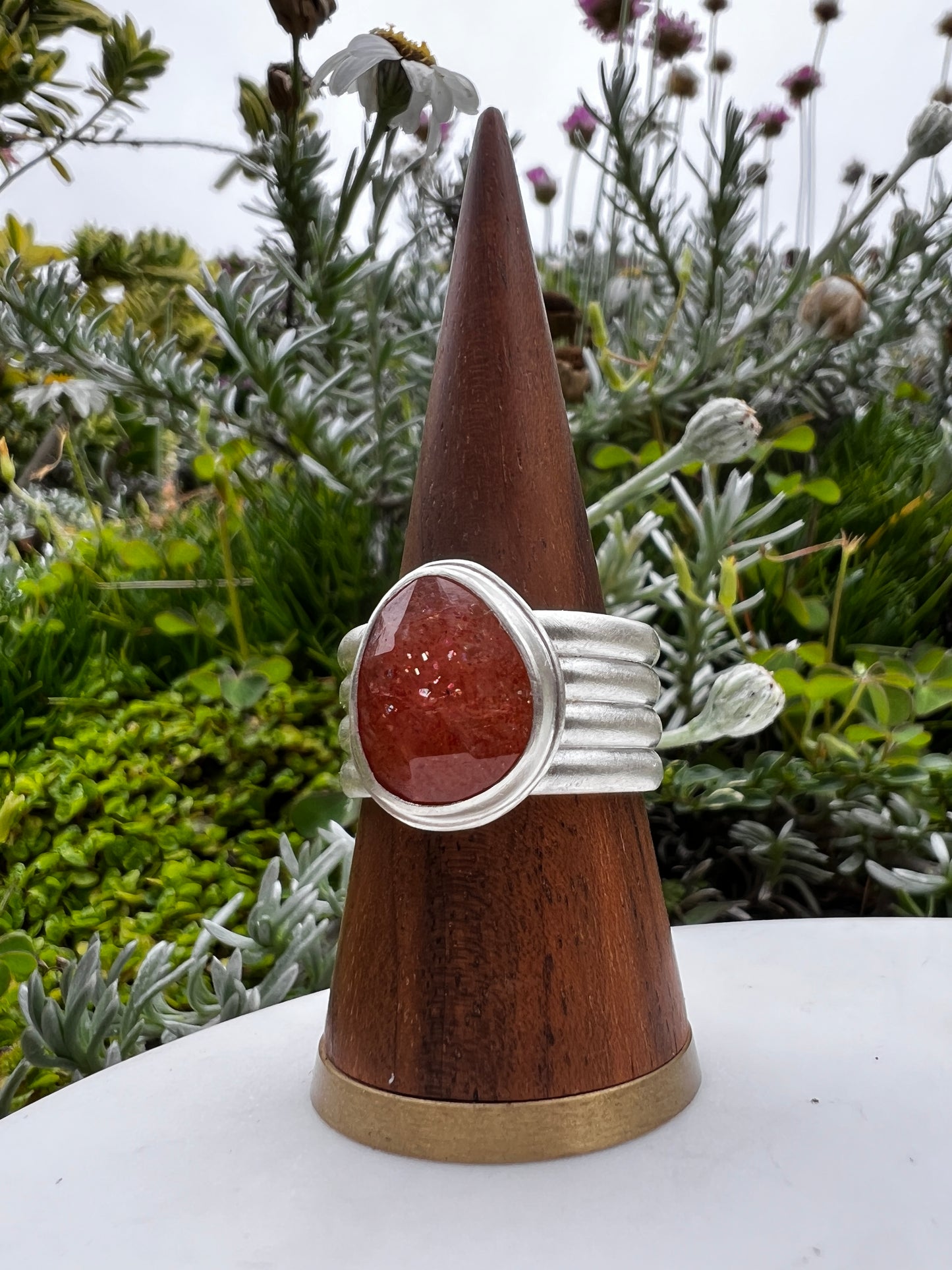 Sunstone Statement Ring set in Sterling Silver