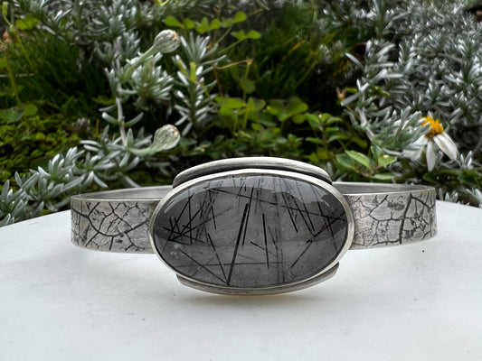 Forest Cuff with Tourmalinated Quartz