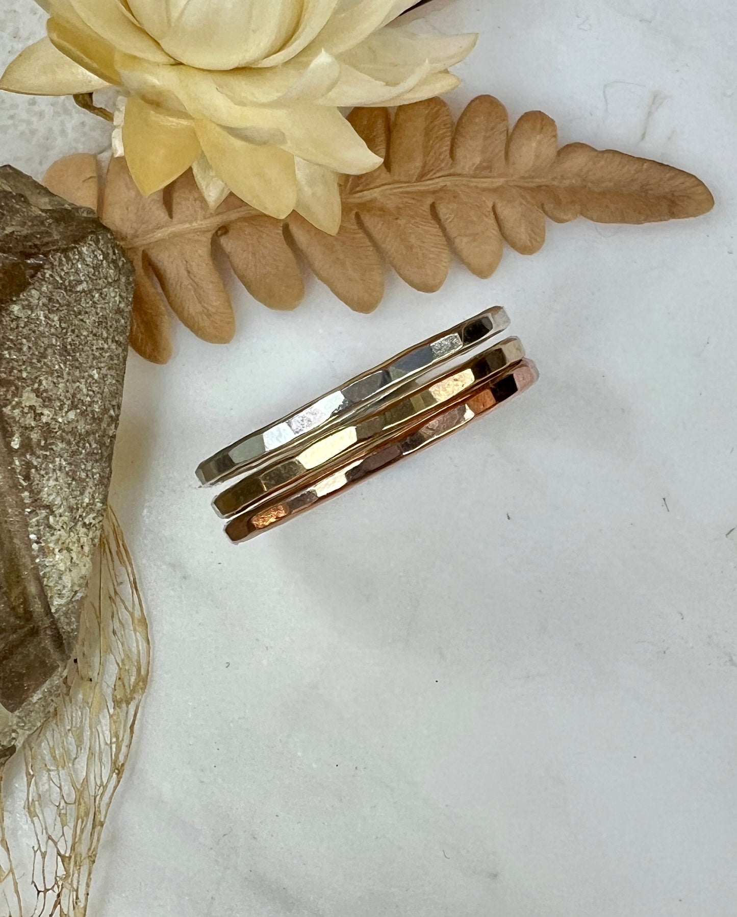 Simple Hammered Stacking Ring ~ Sterling Silver, 14k Yellow Gold fill, or 14k Rose Gold fill