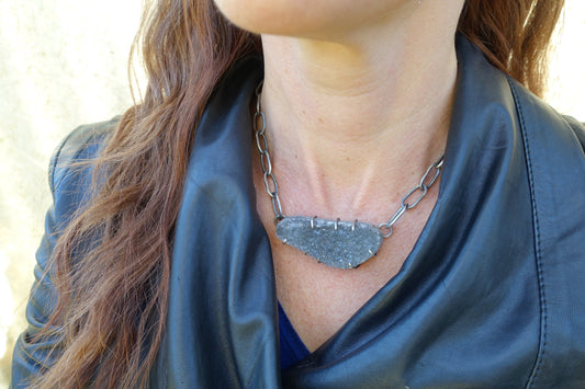 Dark Druzy Necklace