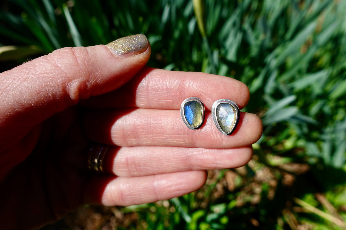 Labradorite Gemstone Post Earrings