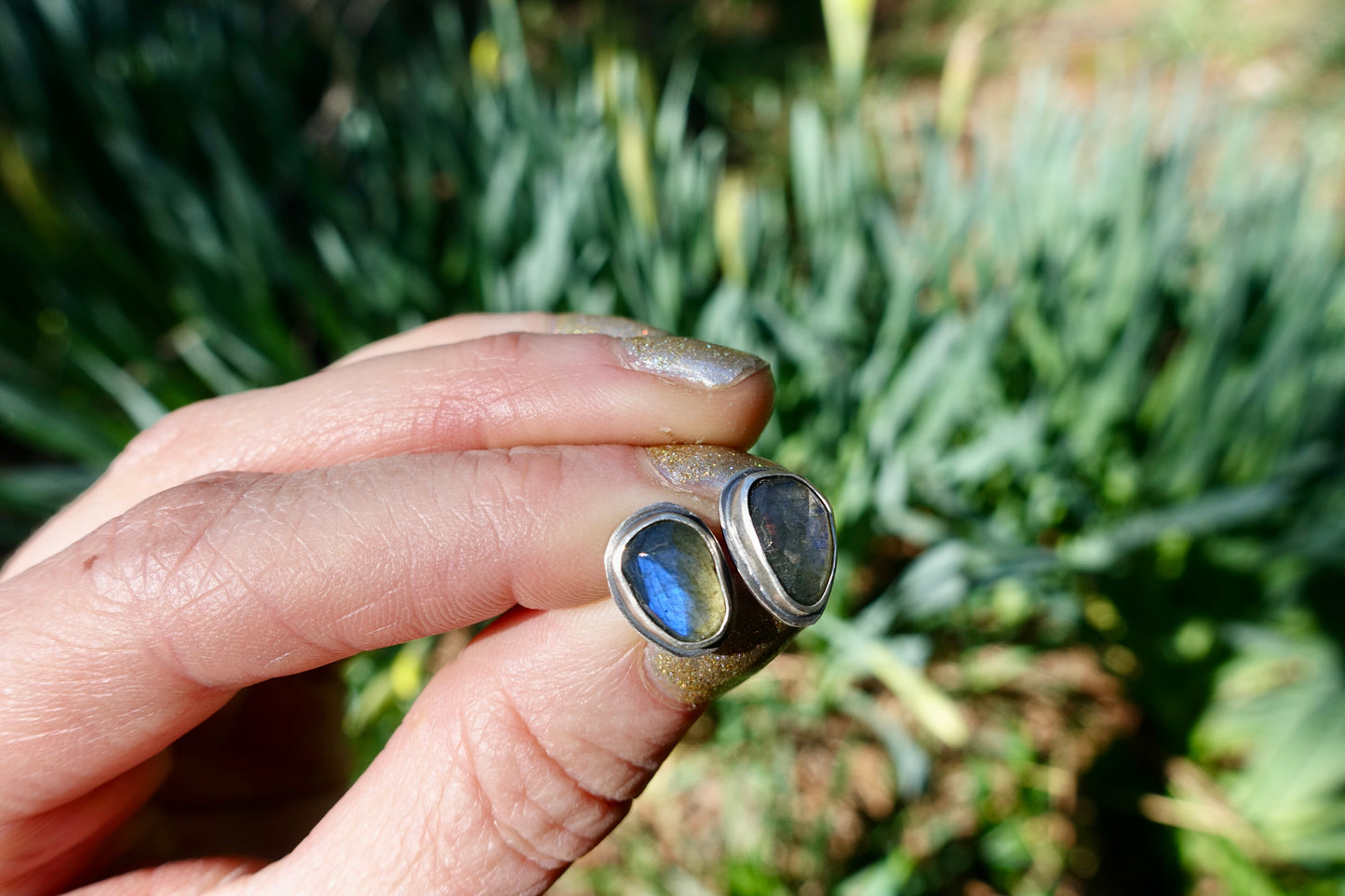 Labradorite Gemstone Post Earrings