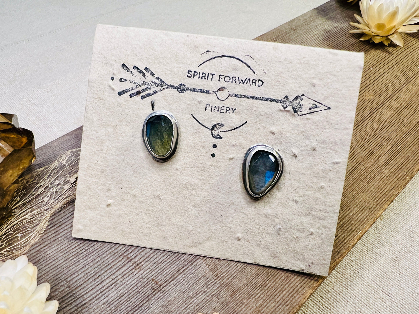 Labradorite Gemstone Post Earrings