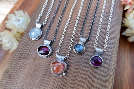 Petite Rose-Cut Gemstone Necklaces