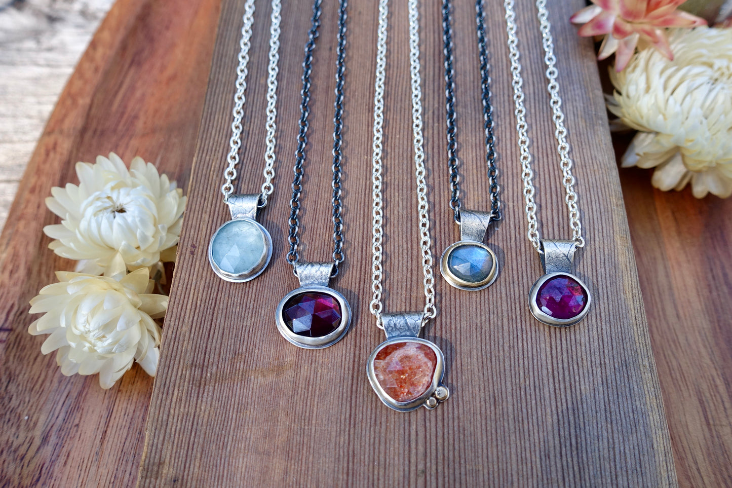 Petite Rose-Cut Gemstone Necklaces