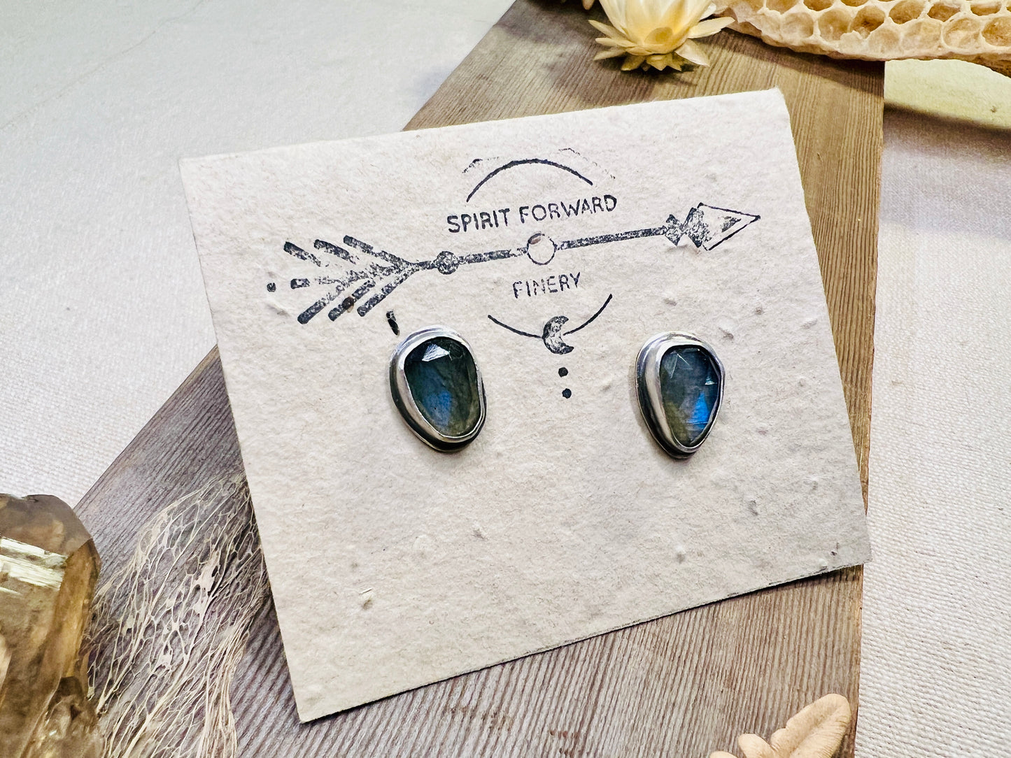 Labradorite Gemstone Post Earrings