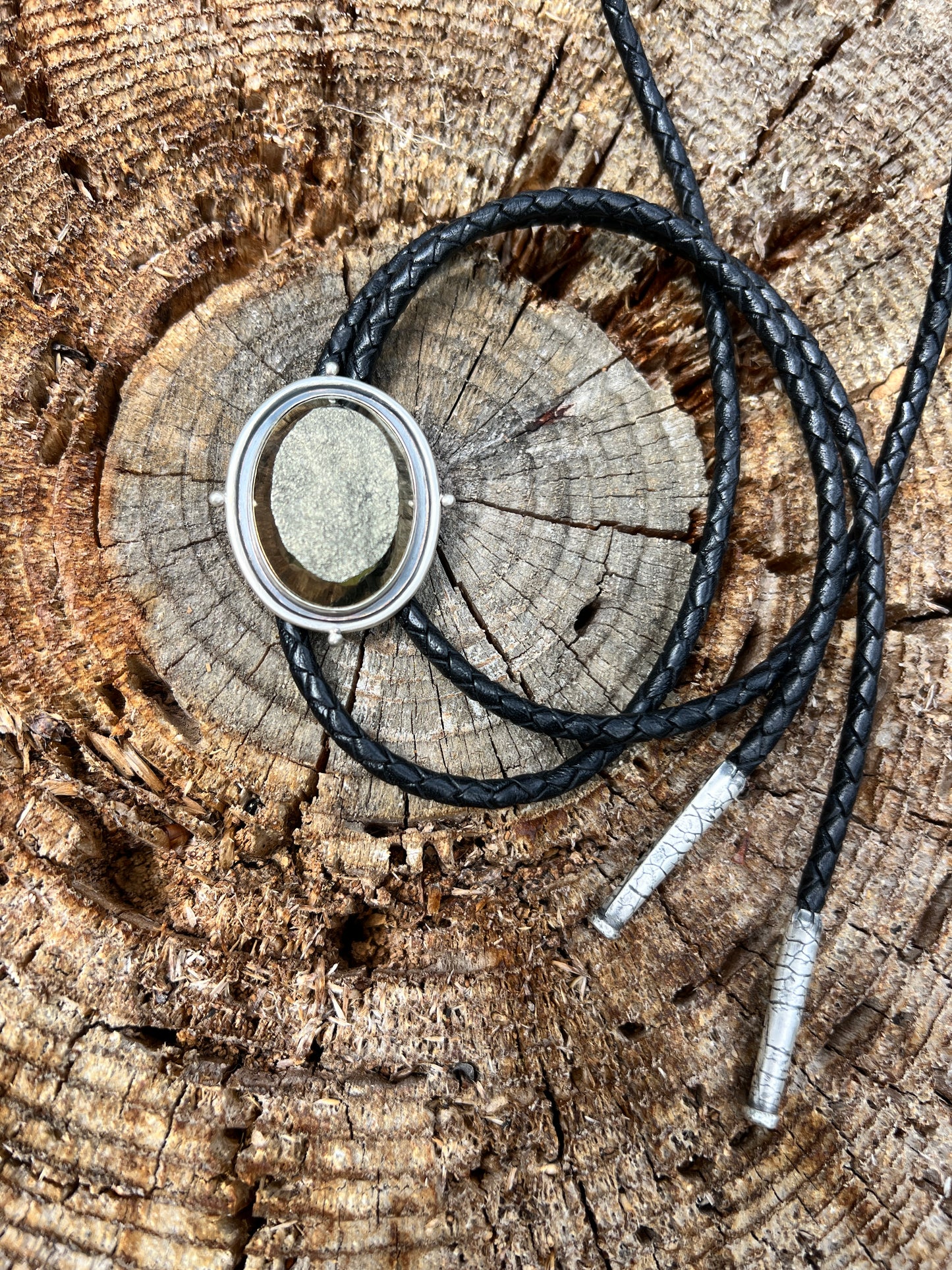 Rough-top Pyrite & Sterling Silver Bolo Tie