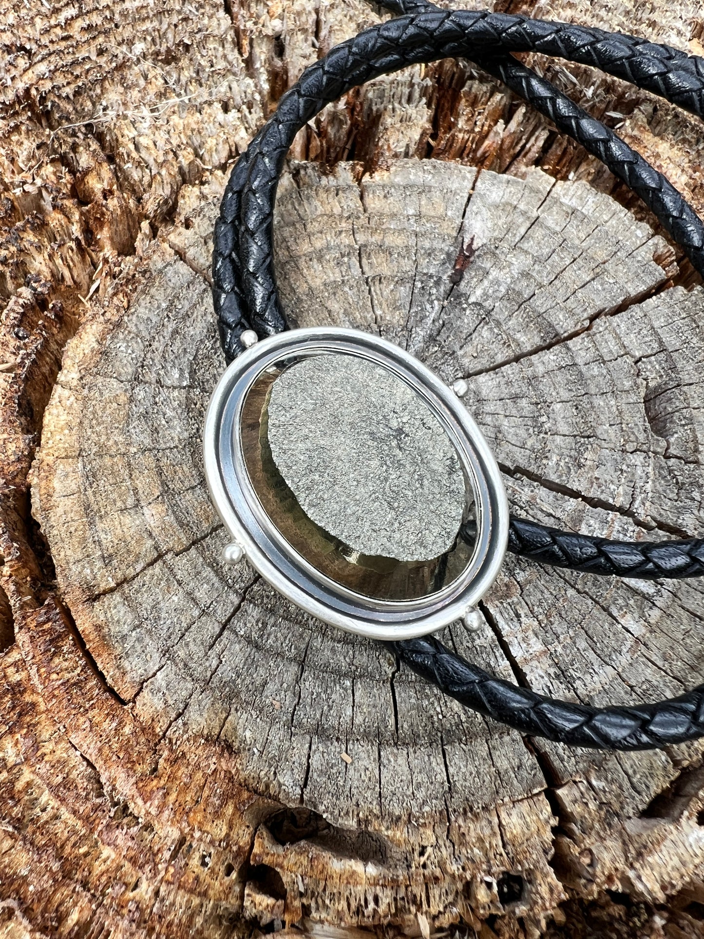 Rough-top Pyrite & Sterling Silver Bolo Tie