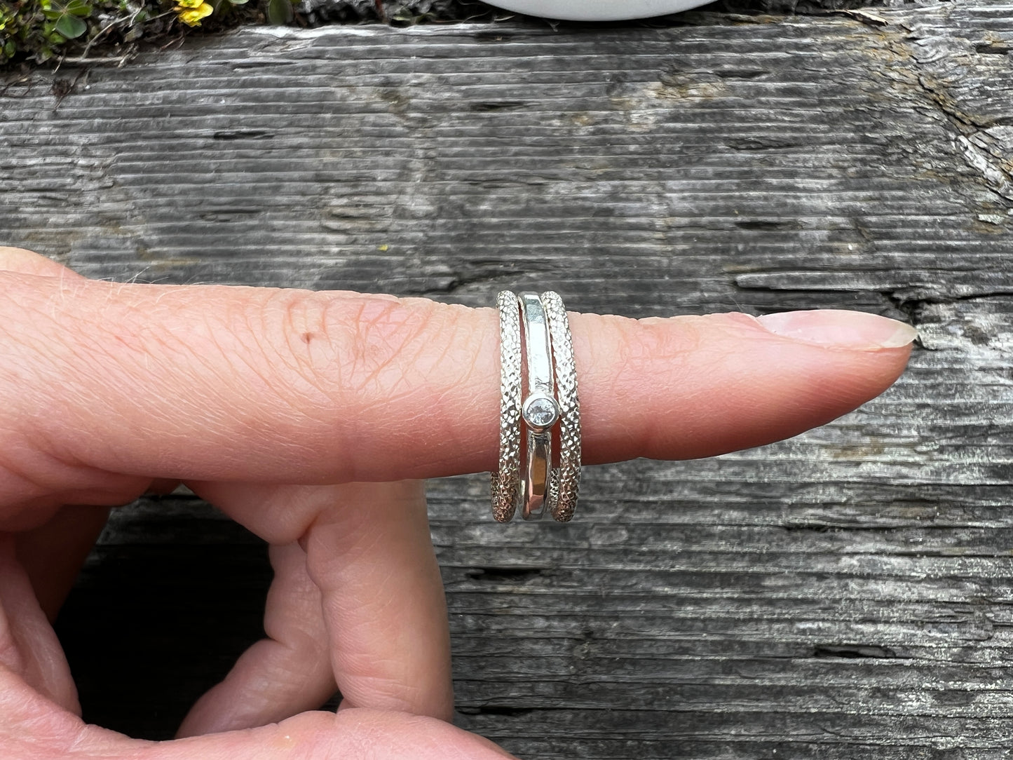 Sparkly Stacking Ring Set - Sterling Silver & White Sapphire