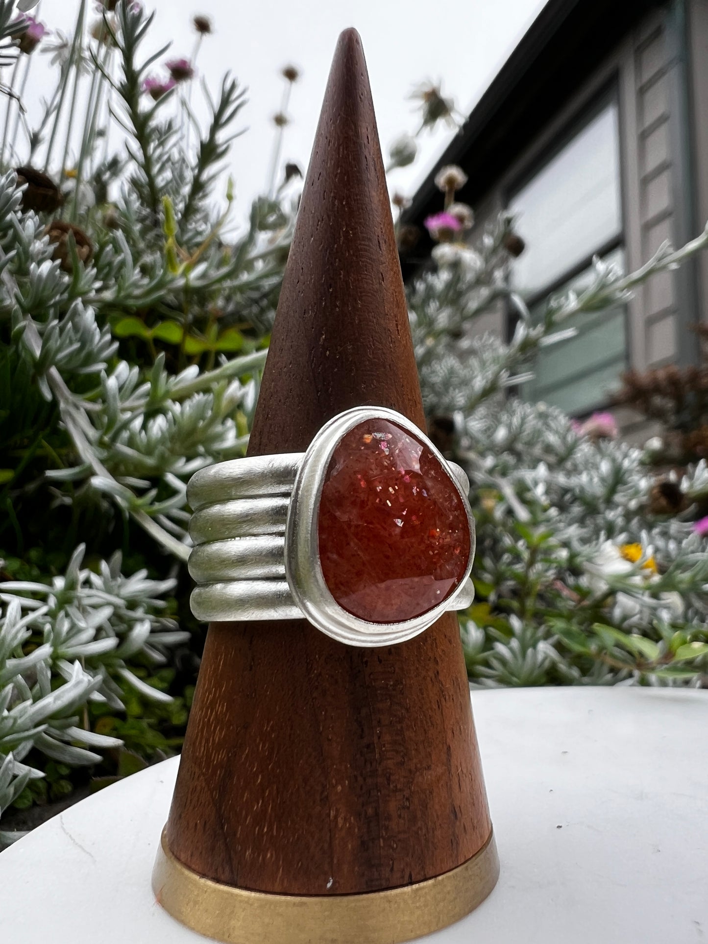 Sunstone Statement Ring set in Sterling Silver