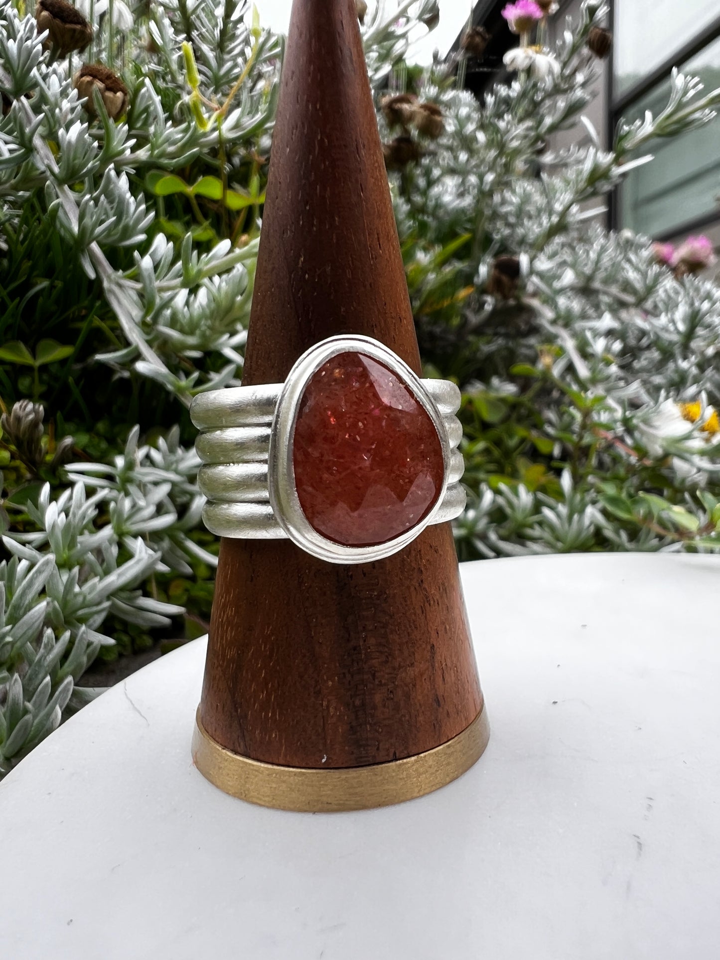 Sunstone Statement Ring set in Sterling Silver