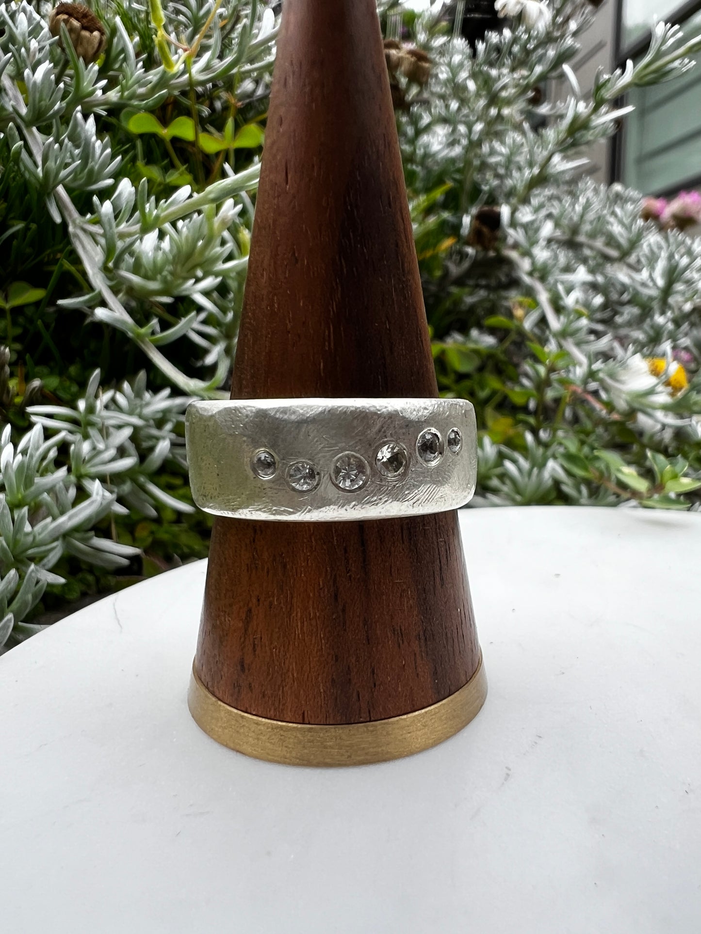 Sterling Silver Band with Asymmetric Sapphires