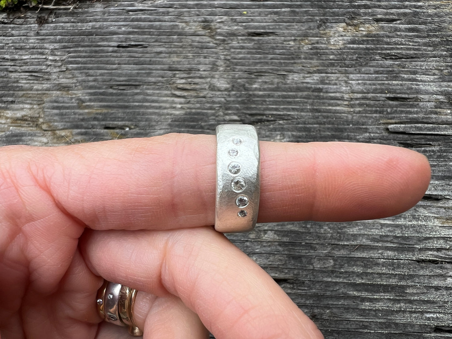 Sterling Silver Band with Asymmetric Sapphires