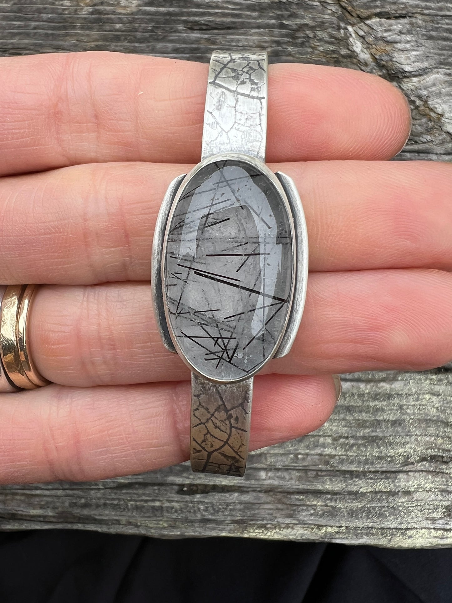 Forest Cuff with Tourmalinated Quartz